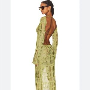 Jaded London Lime Open-Back Knit Dress